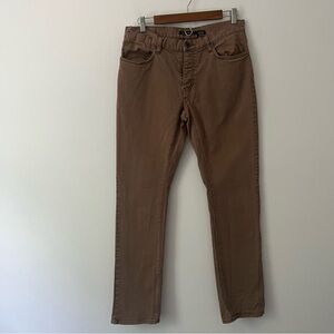 John Varvatos Bowery Slim Straight Brown Button Fly Jeans 32 X 32